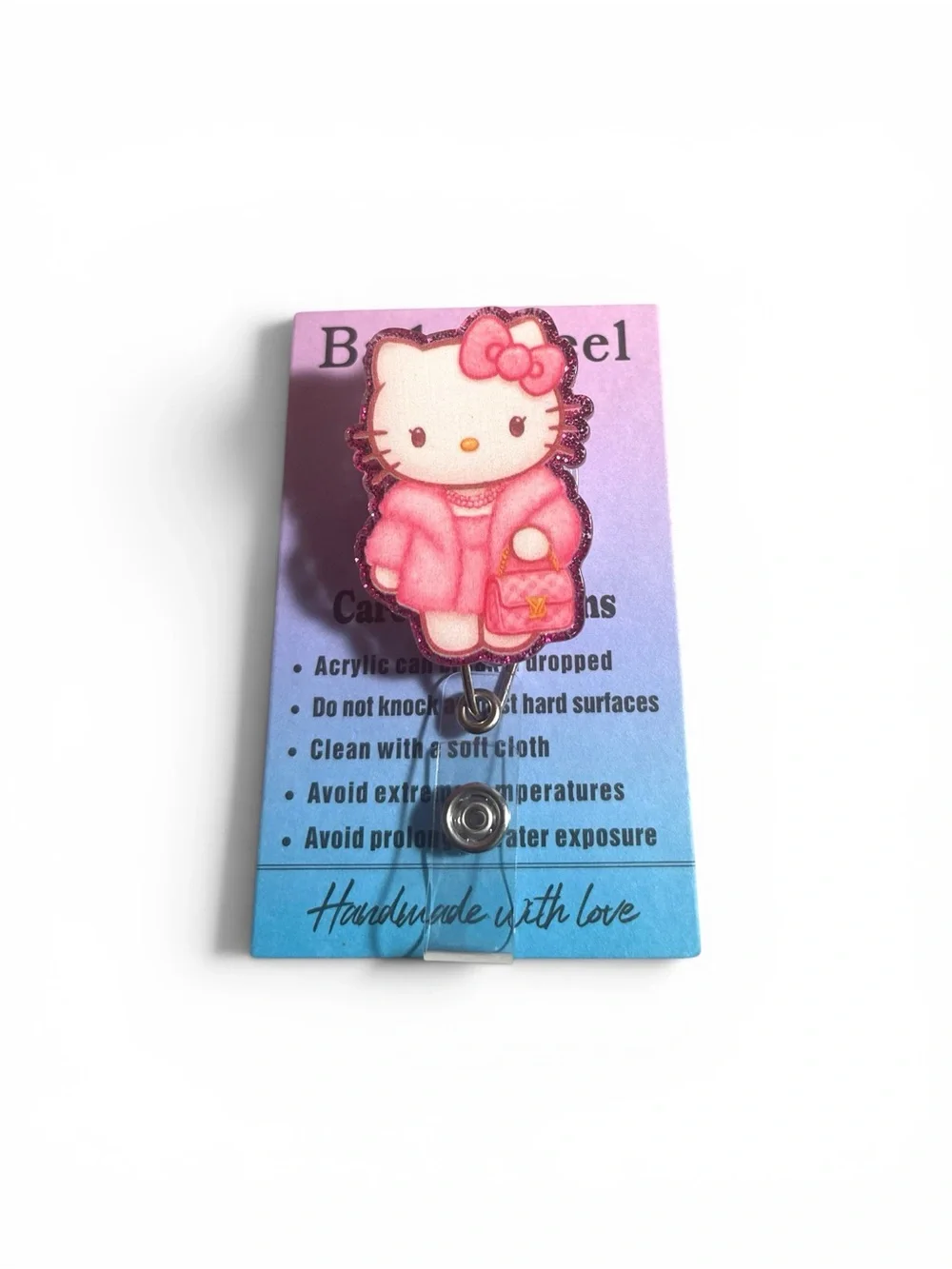 Hello Kitty Pink Badge Reel with Bow